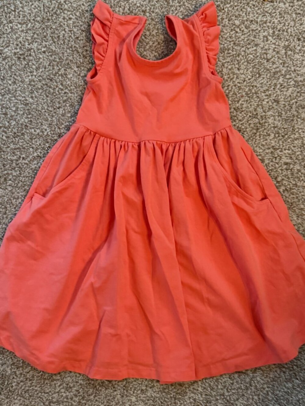 Hanna Andersson Coral Flutter Sleeve Dress, Size 5